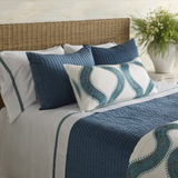 Ann Gish White/Teal King Ready-to-Bed 2.0 Cotton & Trim Sheet Set