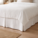 Ann Gish Almost White Cal King Linen Box Pleat Skirt