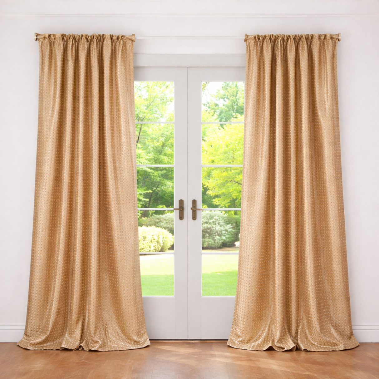 Ann Gish Gold Pumice 50x96 Coin Curtain Panel
