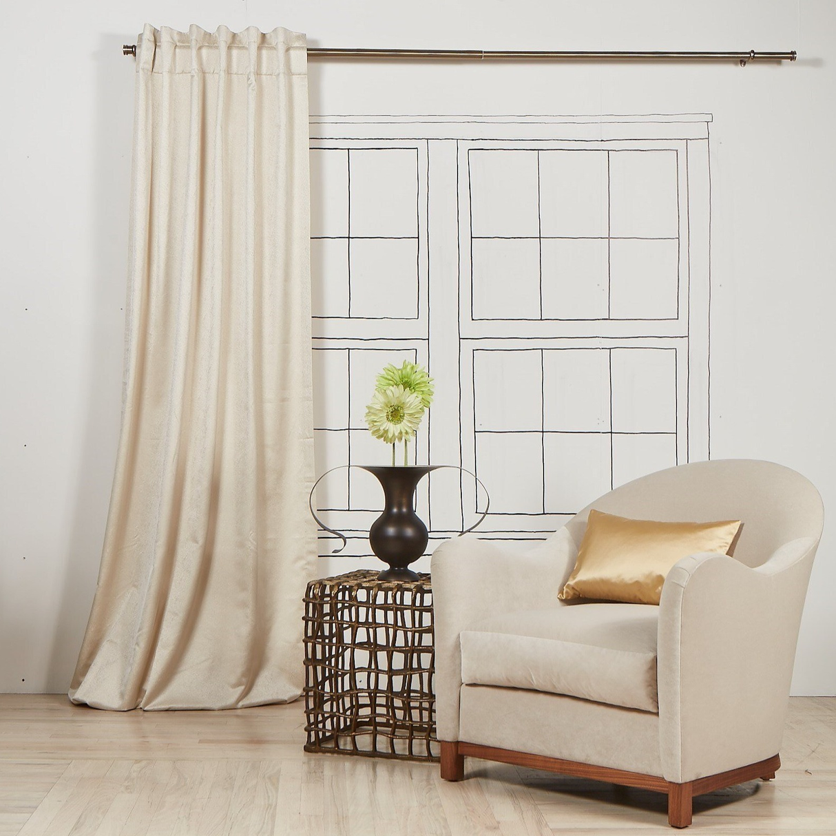 Ann Gish Pearl 50x96 Imprint Curtain Panel