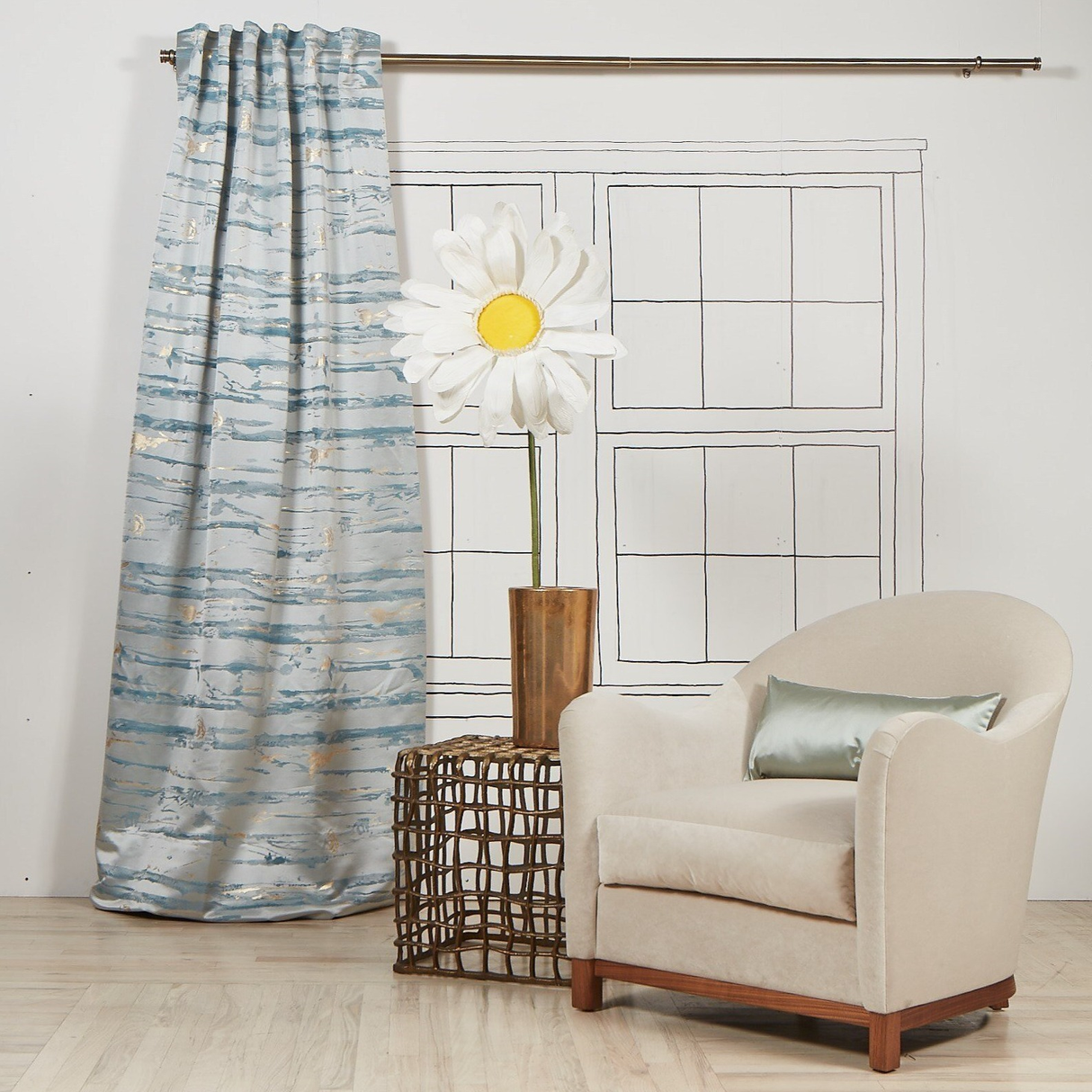 Ann Gish Blue 50x96 Serenity Curtain Panel