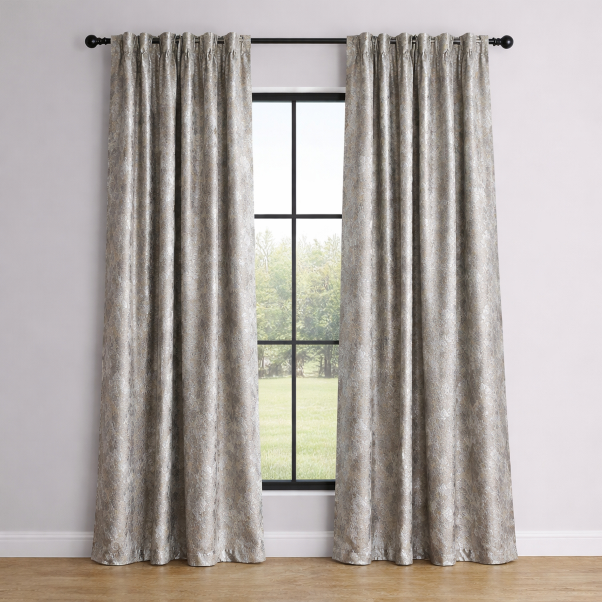 Ann Gish Silver 50x96 Terrazzo Curtain Panel