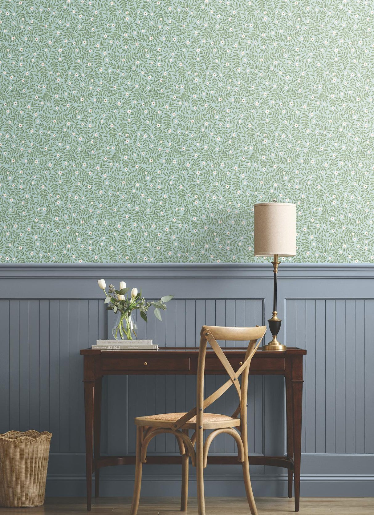 Rifle Paper Co. Elodie Light Blue Petite Floral Premium Peel + Stick Wallpaper
