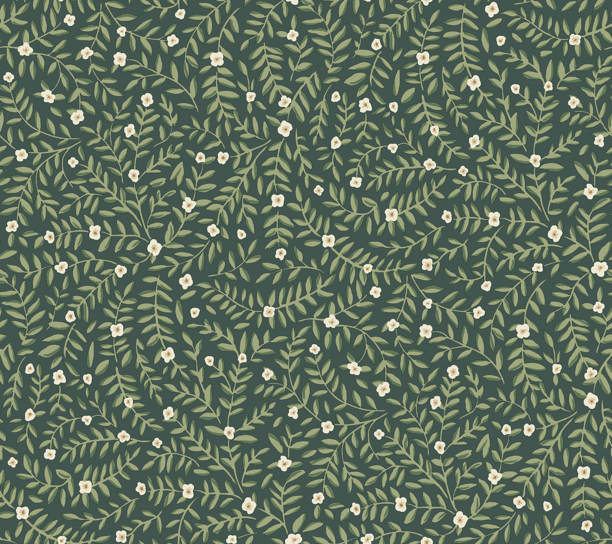 Rifle Paper Co. Elodie Evergreen Petite Floral Premium Peel + Stick Wallpaper