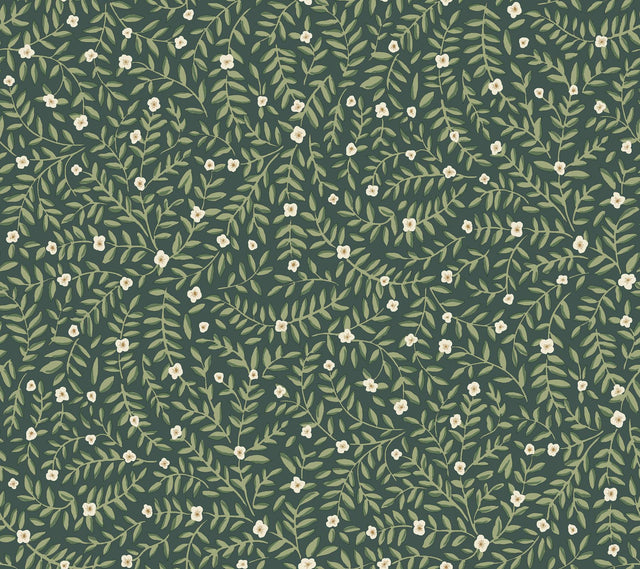 Rifle Paper Co. Elodie Evergreen Petite Floral Premium Peel + Stick Wallpaper