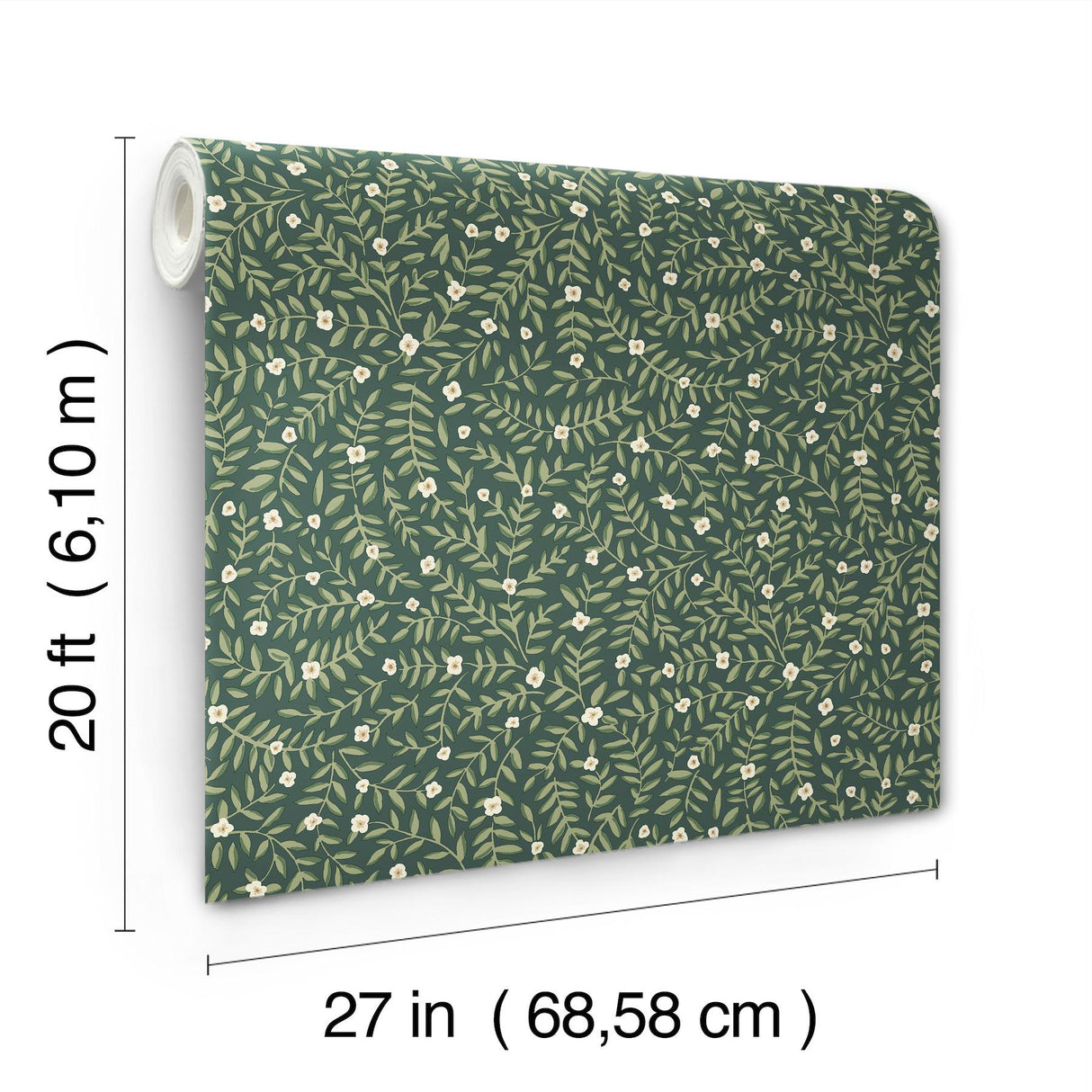 Rifle Paper Co. Elodie Evergreen Petite Floral Premium Peel + Stick Wallpaper