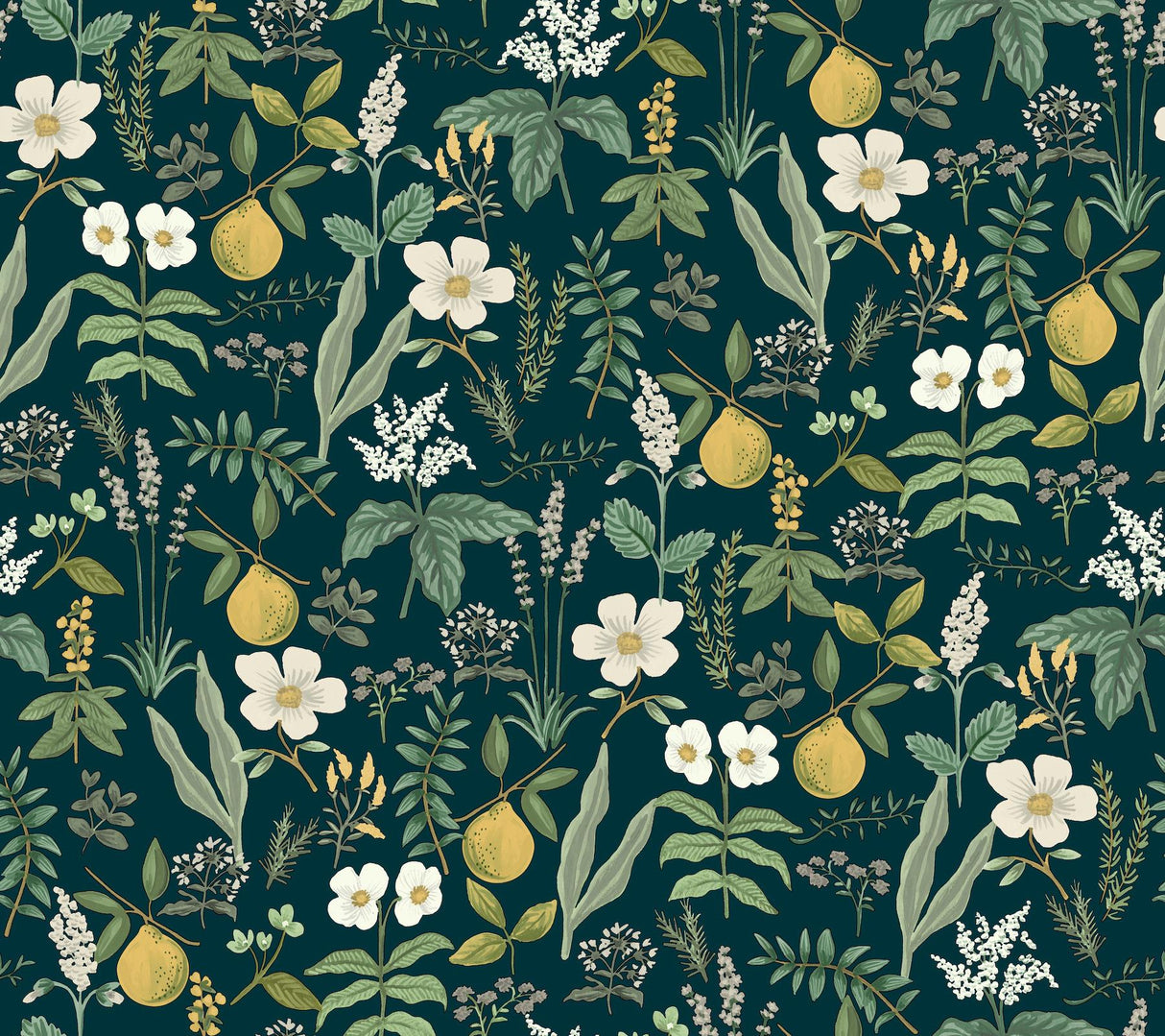 Rifle Paper Co. Herb Garden Navy Botanical Premium Peel + Stick Wallpaper