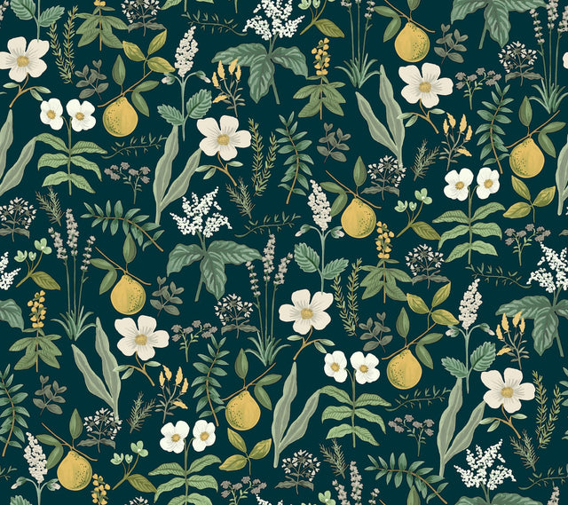 Rifle Paper Co. Herb Garden Navy Botanical Premium Peel + Stick Wallpaper