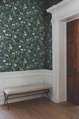 Rifle Paper Co. Herb Garden Navy Botanical Premium Peel + Stick Wallpaper