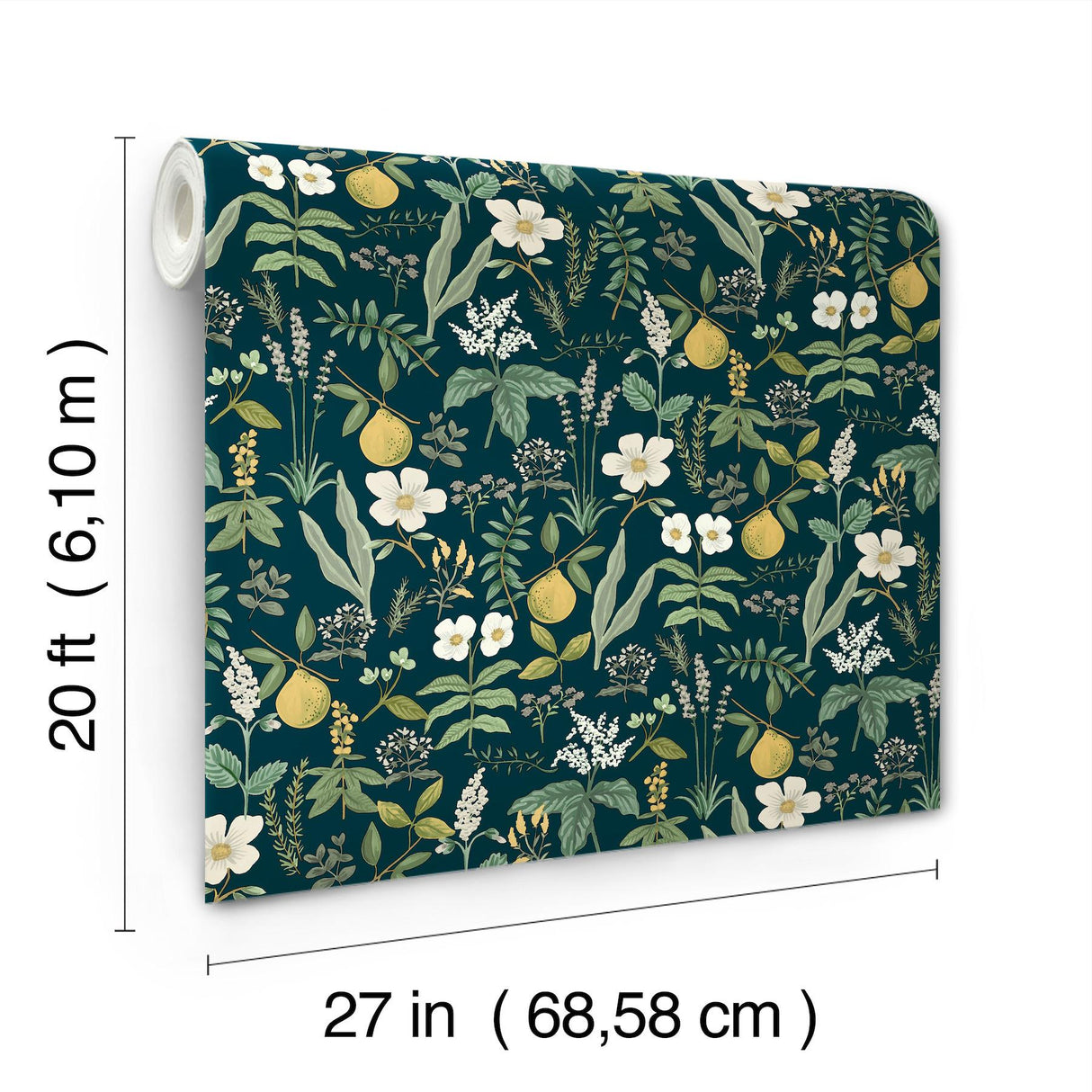 Rifle Paper Co. Herb Garden Navy Botanical Premium Peel + Stick Wallpaper
