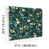 Rifle Paper Co. Herb Garden Navy Botanical Premium Peel + Stick Wallpaper