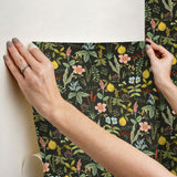 Rifle Paper Co. Herb Garden Black Botanical Premium Peel + Stick Wallpaper