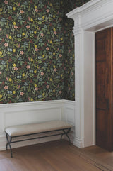 Rifle Paper Co. Herb Garden Black Botanical Premium Peel + Stick Wallpaper