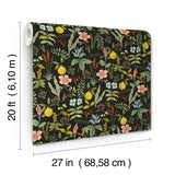 Rifle Paper Co. Herb Garden Black Botanical Premium Peel + Stick Wallpaper