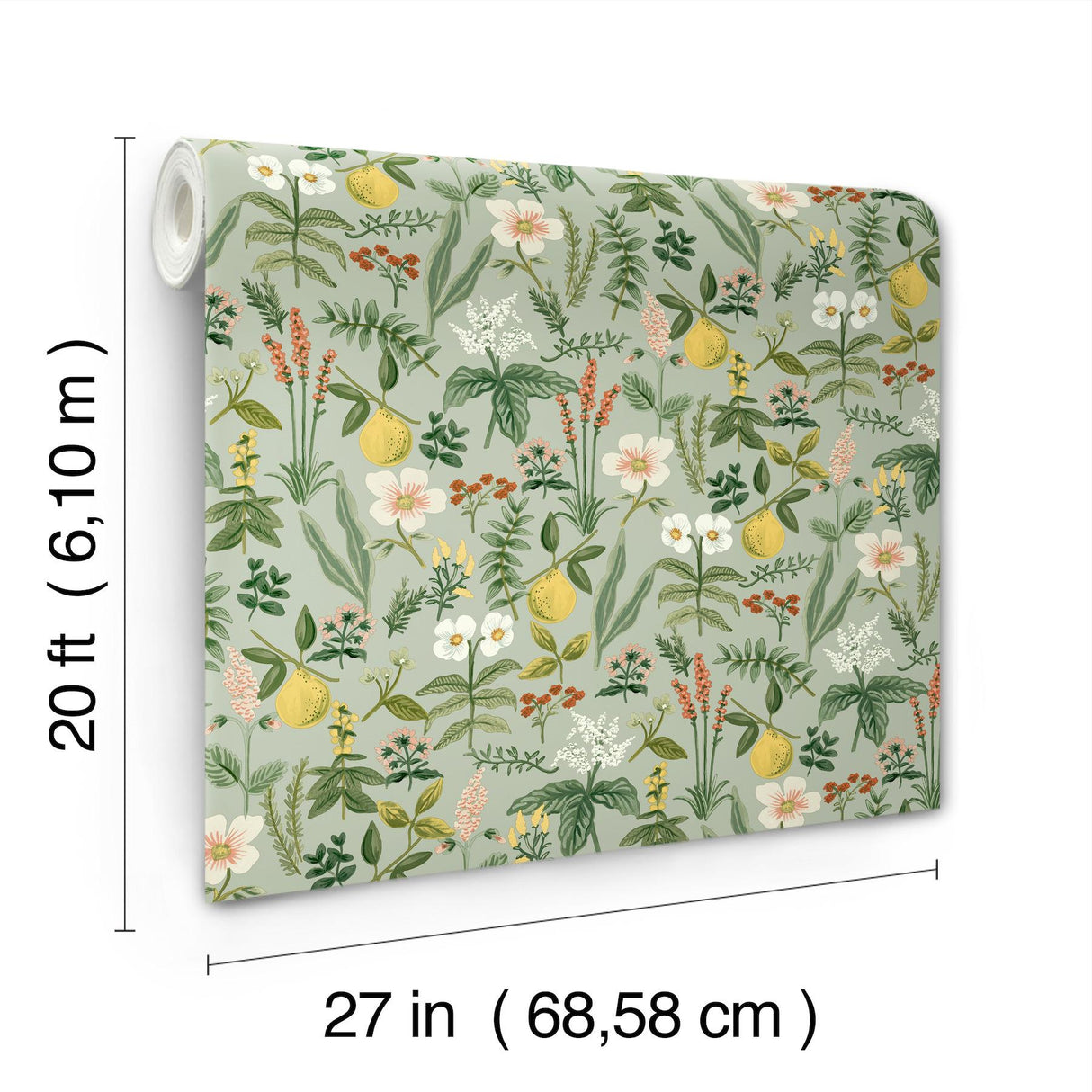 Rifle Paper Co. Herb Garden Sage Botanical Premium Peel + Stick Wallpaper