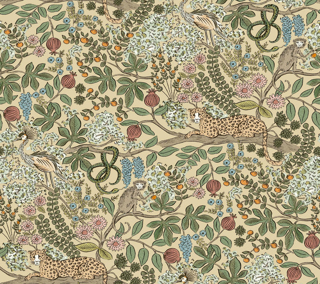 Rifle Paper Co. Safari Beige Jungle Toile Premium Peel + Stick Wallpaper