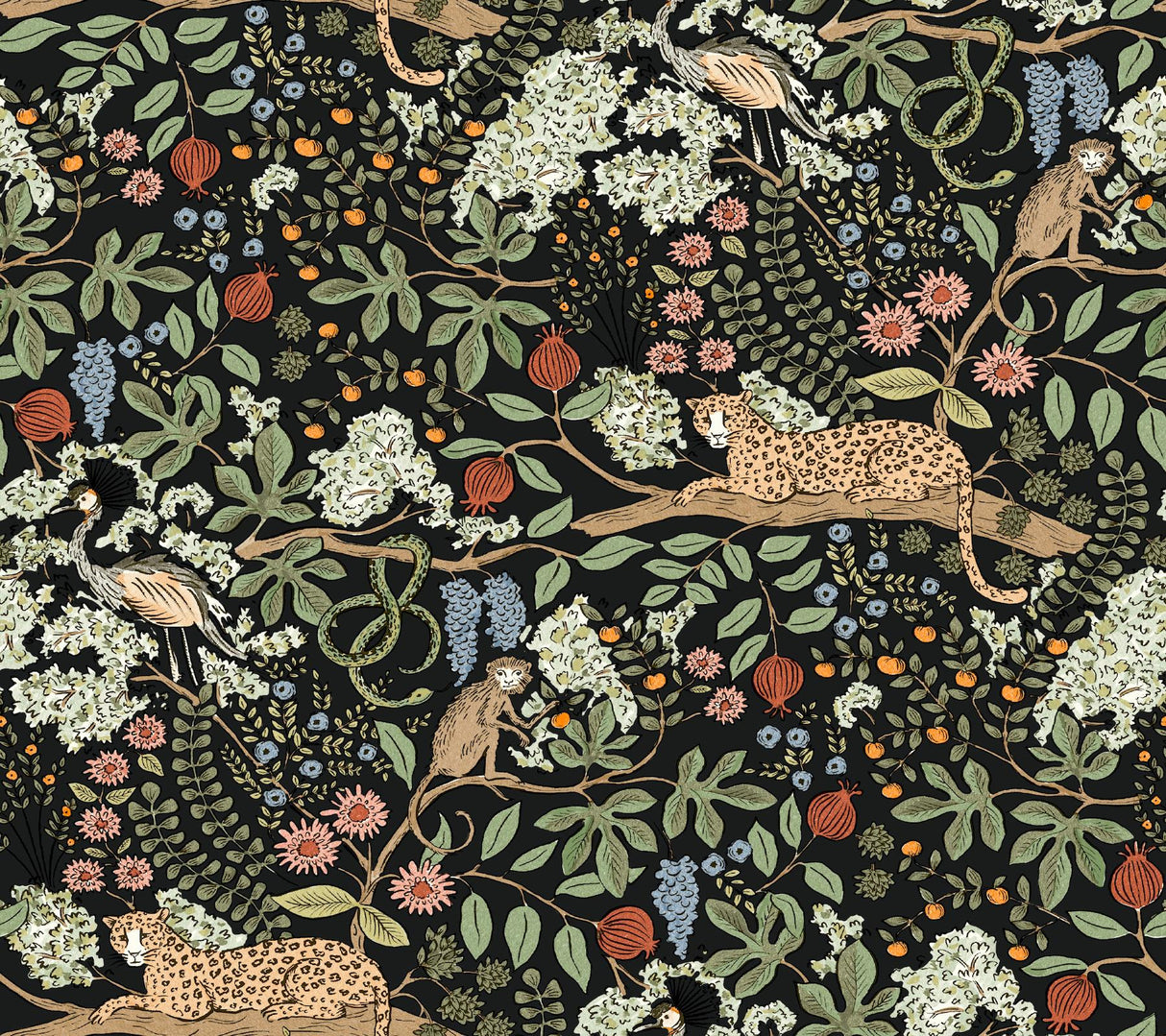 Rifle Paper Co. Safari Black Jungle Toile Premium Peel + Stick Wallpaper