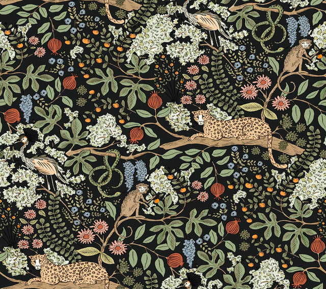 Rifle Paper Co. Safari Black Jungle Toile Premium Peel + Stick Wallpaper