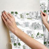 Rifle Paper Co. Travel Sketches Blue Globetrotter Premium Peel + Stick Wallpaper
