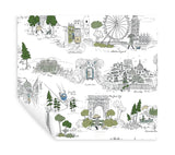 Rifle Paper Co. Travel Sketches Blue Globetrotter Premium Peel + Stick Wallpaper