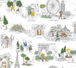 Rifle Paper Co. Travel Sketches Yellow Globetrotter Premium Peel + Stick Wallpaper