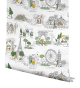 Rifle Paper Co. Travel Sketches Yellow Globetrotter Premium Peel + Stick Wallpaper