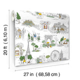 Rifle Paper Co. Travel Sketches Yellow Globetrotter Premium Peel + Stick Wallpaper