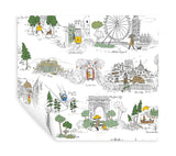 Rifle Paper Co. Travel Sketches Yellow Globetrotter Premium Peel + Stick Wallpaper
