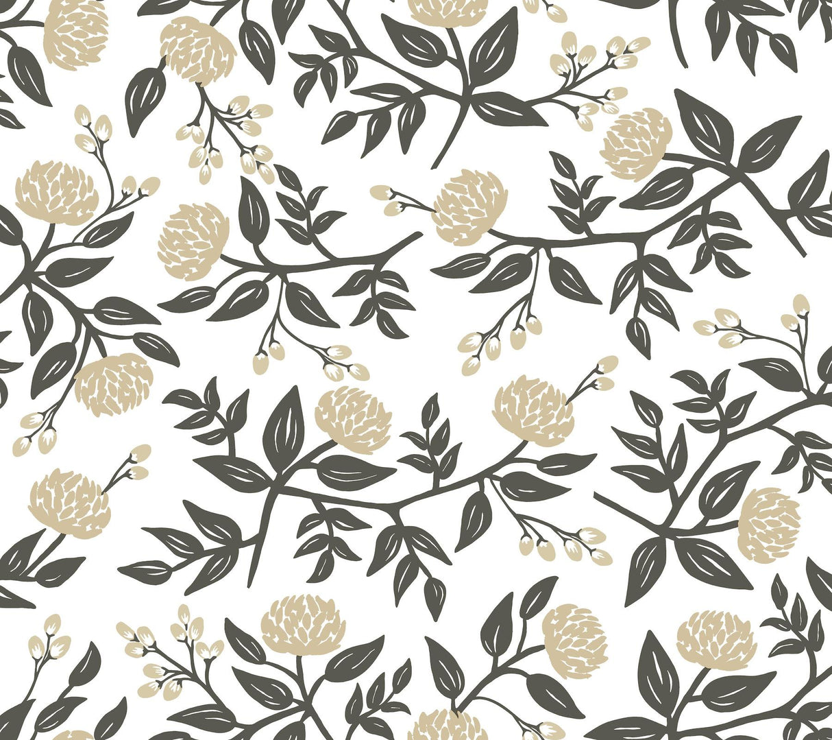 Rifle Paper Co. Peonies Gold Floral Premium Peel + Stick Wallpaper
