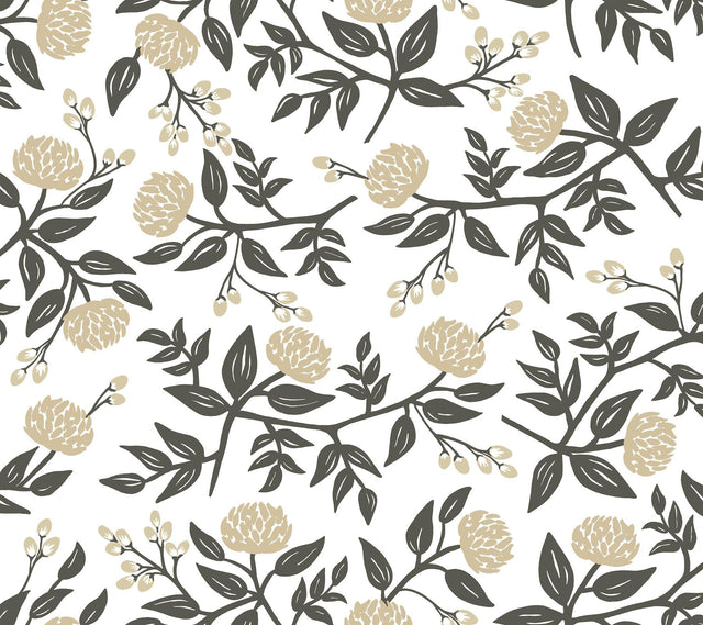 Rifle Paper Co. Peonies Gold Floral Premium Peel + Stick Wallpaper