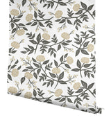 Rifle Paper Co. Peonies Gold Floral Premium Peel + Stick Wallpaper