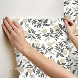 Rifle Paper Co. Peonies Gold Floral Premium Peel + Stick Wallpaper