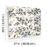 Rifle Paper Co. Peonies Gold Floral Premium Peel + Stick Wallpaper