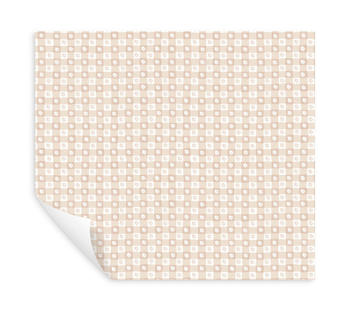 Rifle Paper Co. Daisy Gingham Blush Floral Check Premium Peel + Stick Wallpaper