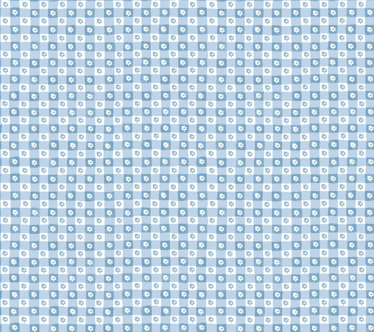 Rifle Paper Co. Daisy Gingham Blue Floral Check Premium Peel + Stick Wallpaper