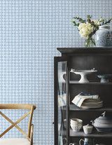 Rifle Paper Co. Daisy Gingham Blue Floral Check Premium Peel + Stick Wallpaper