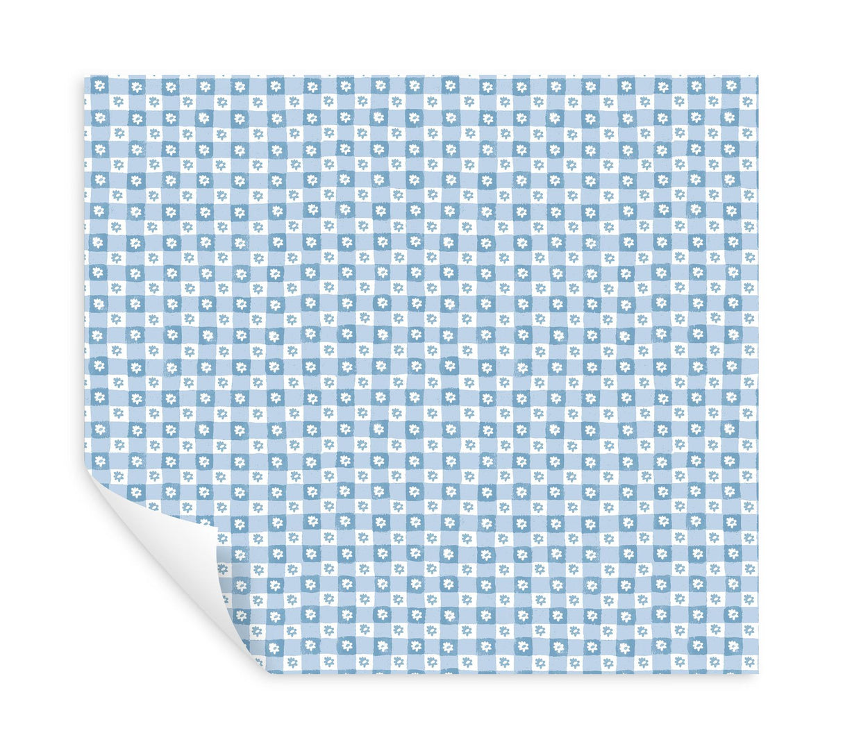 Rifle Paper Co. Daisy Gingham Blue Floral Check Premium Peel + Stick Wallpaper
