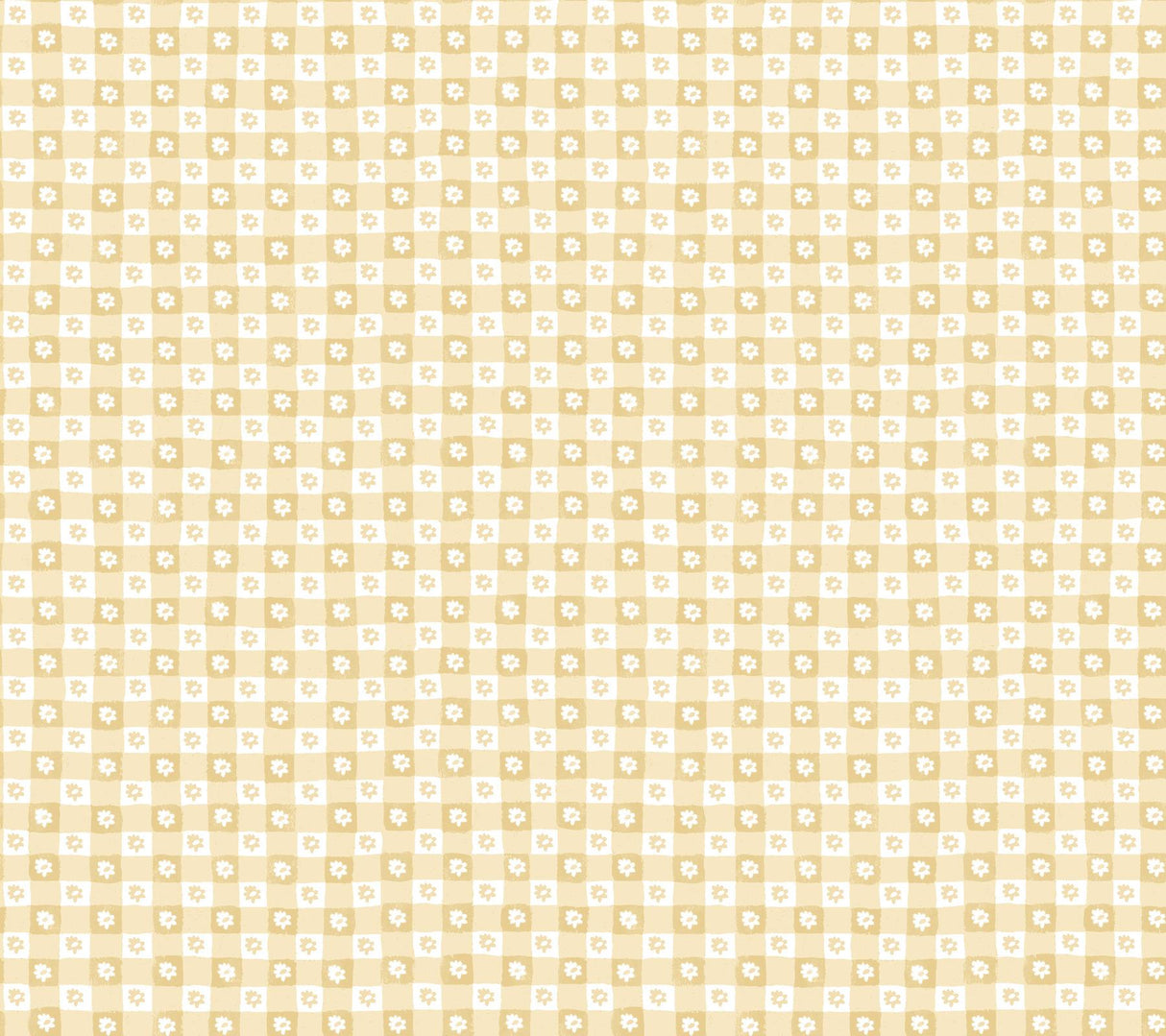Rifle Paper Co. Daisy Gingham Yellow Floral Check Premium Peel + Stick Wallpaper