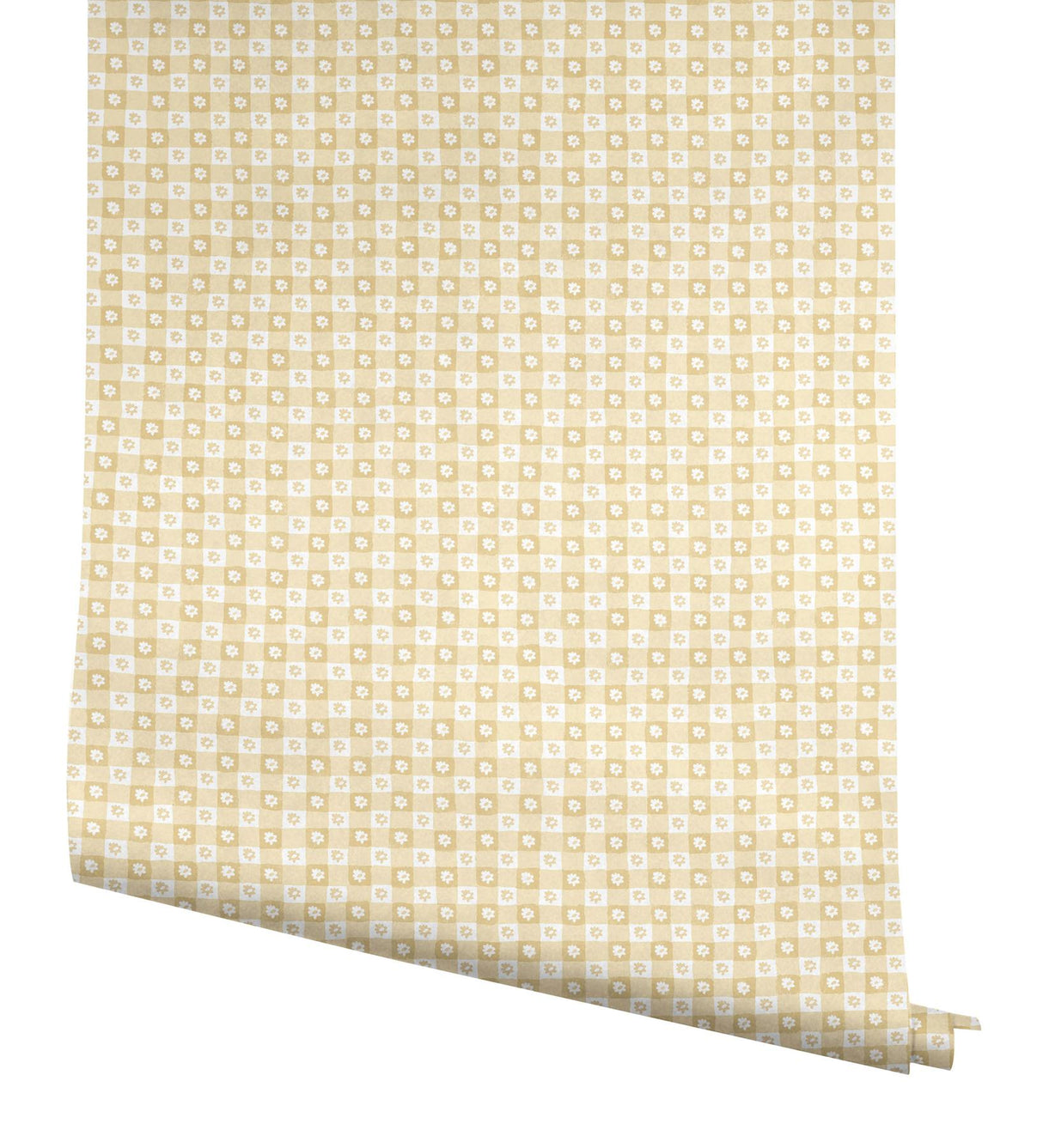 Rifle Paper Co. Daisy Gingham Yellow Floral Check Premium Peel + Stick Wallpaper