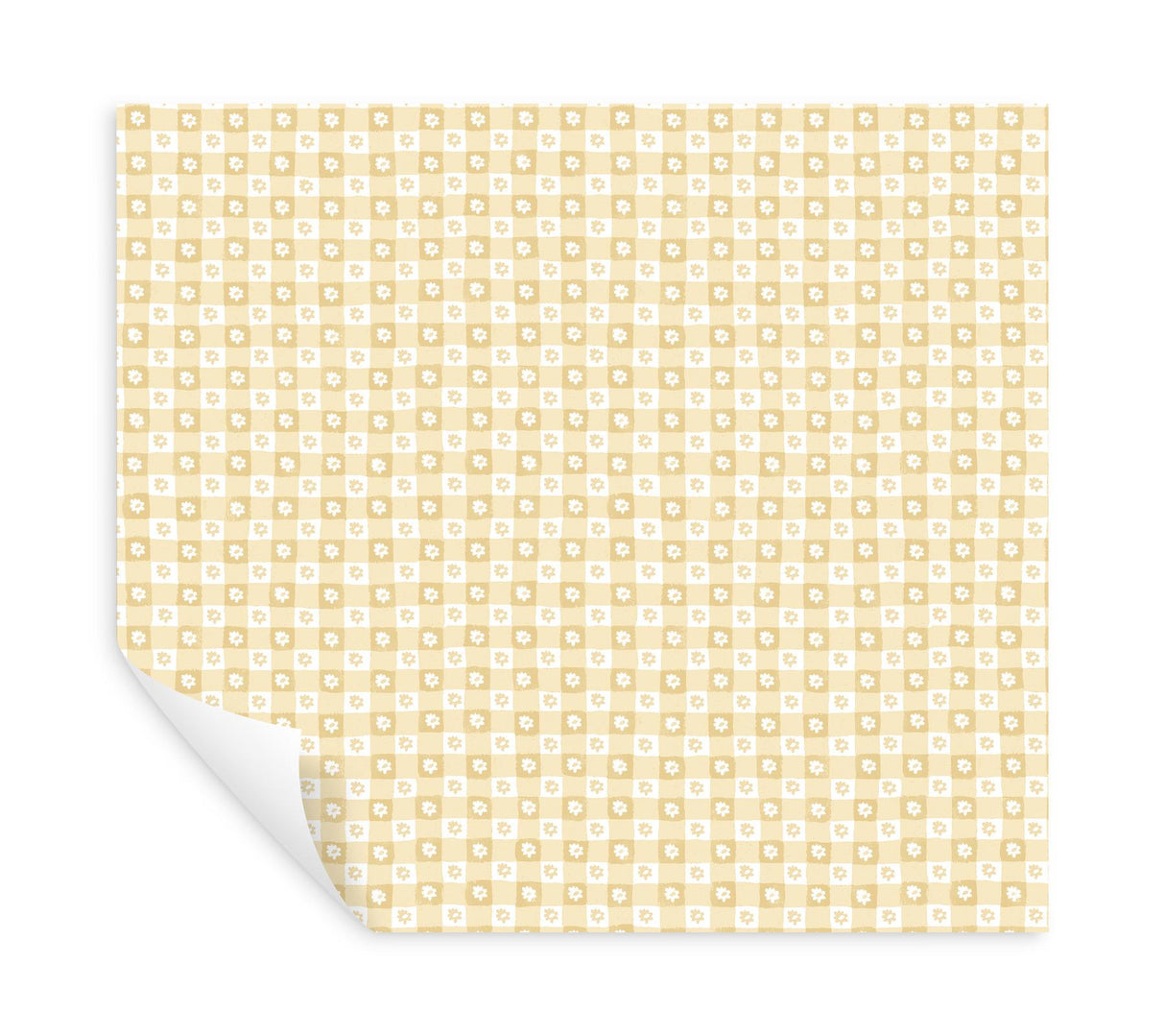 Rifle Paper Co. Daisy Gingham Yellow Floral Check Premium Peel + Stick Wallpaper