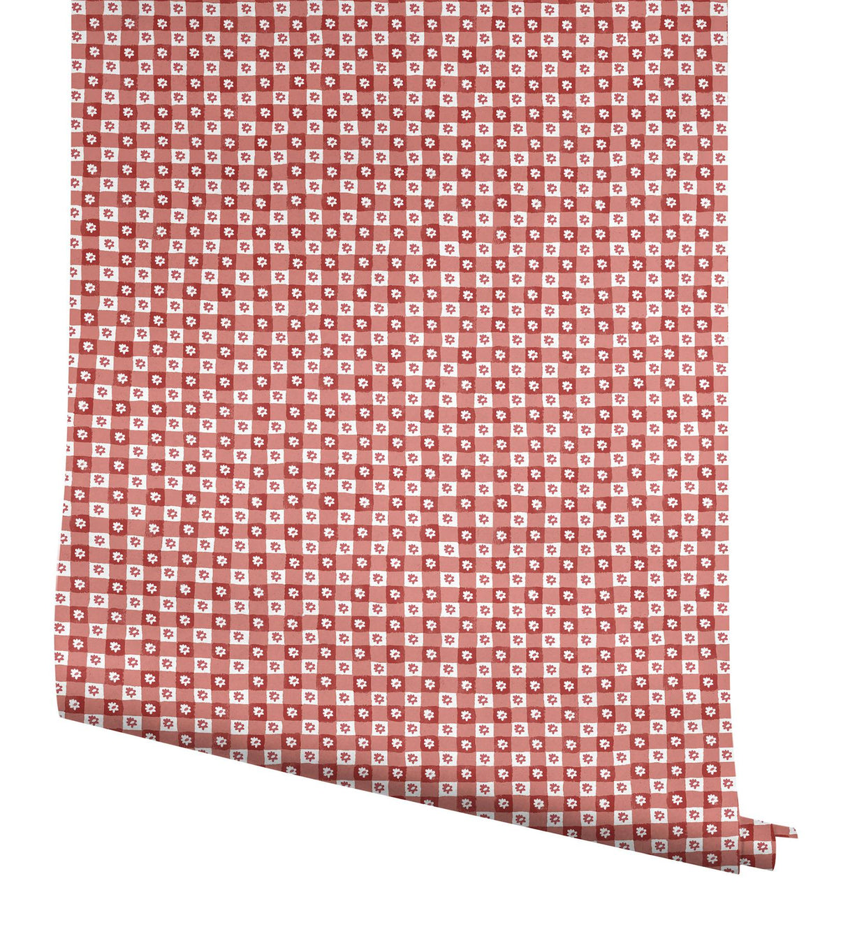 Rifle Paper Co. Daisy Gingham Red Floral Check Premium Peel + Stick Wallpaper