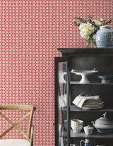 Rifle Paper Co. Daisy Gingham Red Floral Check Premium Peel + Stick Wallpaper