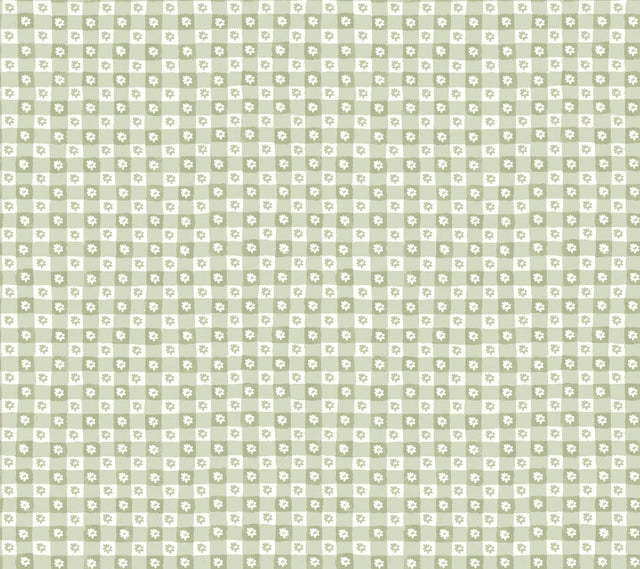 Rifle Paper Co. Daisy Gingham Green Floral Check Premium Peel + Stick Wallpaper