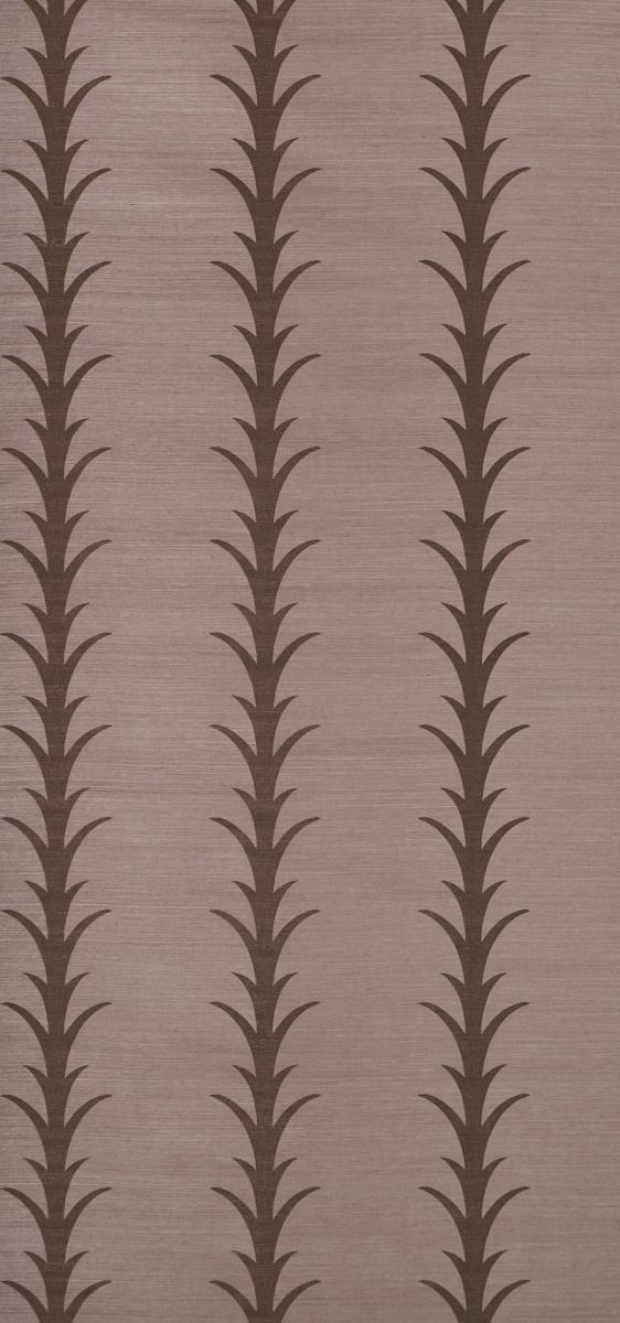 Schumacher Acanthus Stripe Sisal Rose Antique Wallpaper