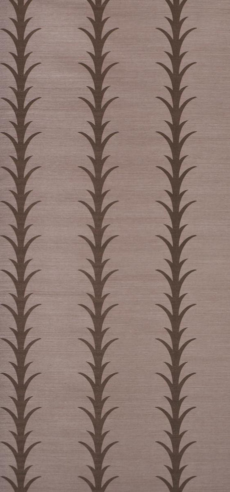 Schumacher Acanthus Stripe Sisal Rose Antique Wallpaper