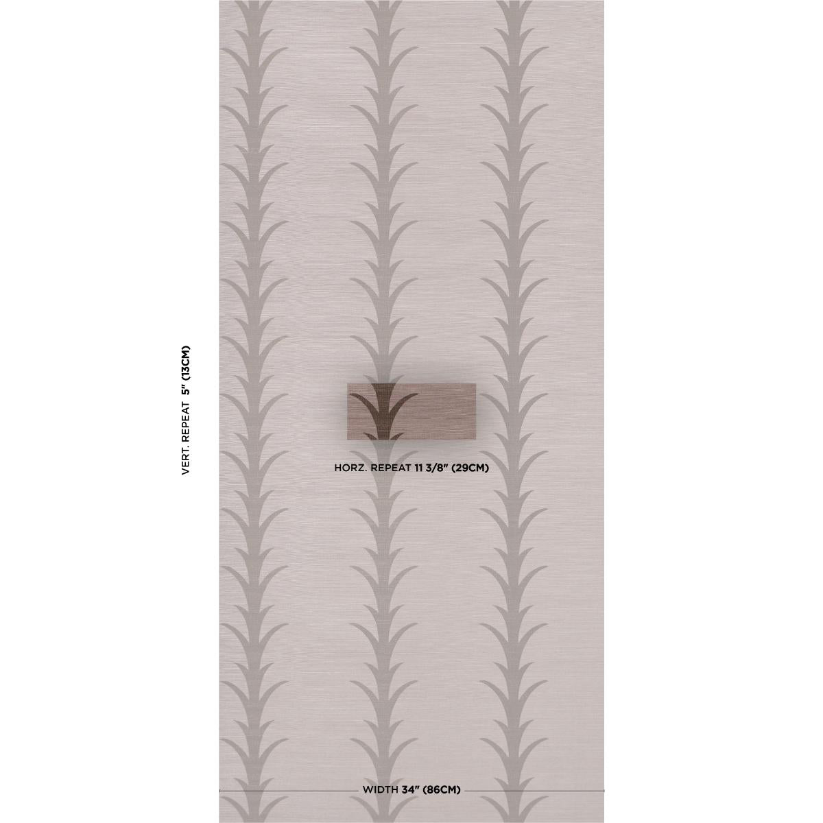 Schumacher Acanthus Stripe Sisal Rose Antique Wallpaper