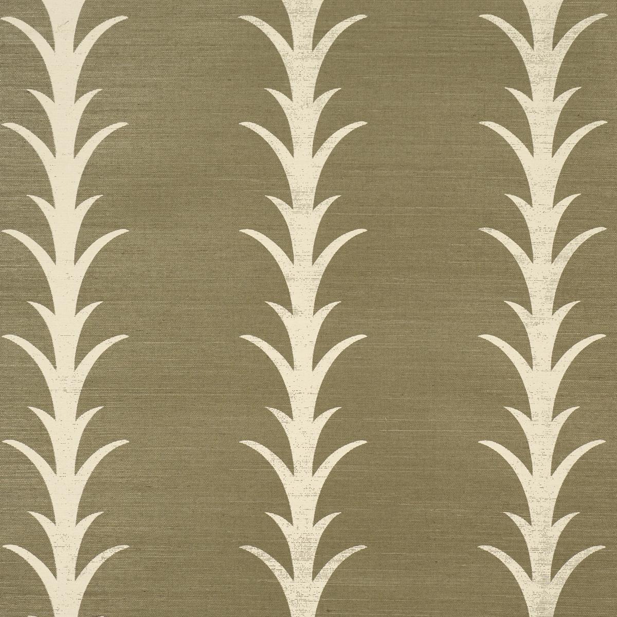 Schumacher Acanthus Stripe Sisal Juniper Wallpaper