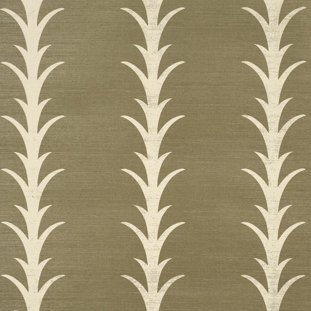 Schumacher Acanthus Stripe Sisal Juniper Wallpaper