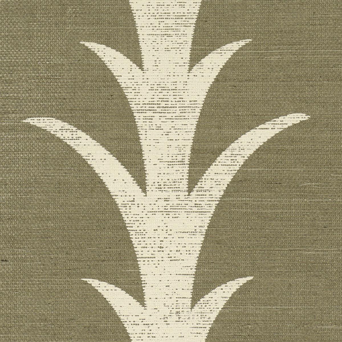 Schumacher Acanthus Stripe Sisal Juniper Wallpaper