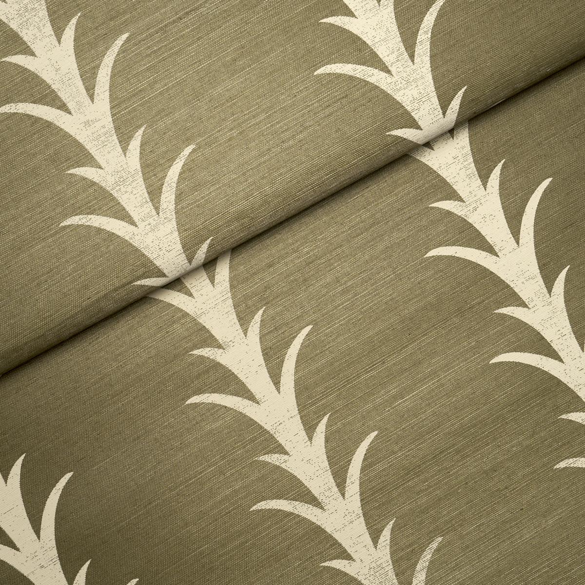Schumacher Acanthus Stripe Sisal Juniper Wallpaper